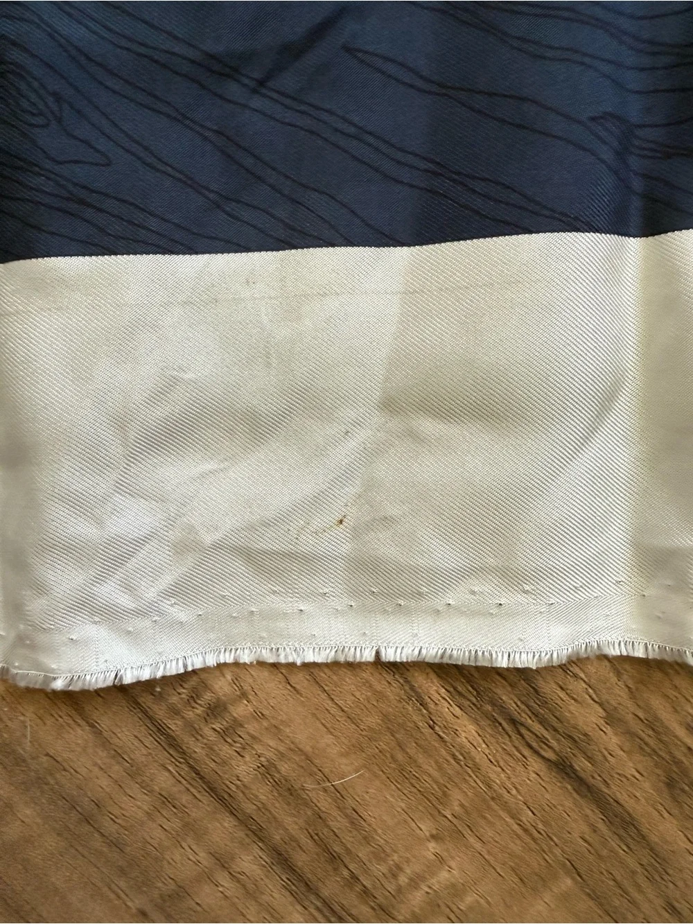 Dior Navy and Cream Silk Scarf with Orange Accent